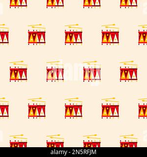 Circus Drum Music Seamless Pattern Stock Vector