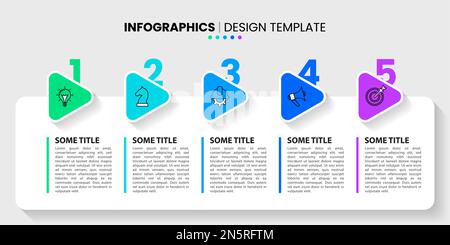 Infographic template with icons and 5 options or steps. Can be used for workflow layout, diagram, banner, webdesign. Vector illustration Stock Vector