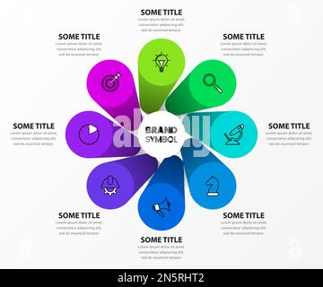 Infographic template with icons and 8 options or steps. Can be used for workflow layout, diagram, banner, webdesign. Vector illustration Stock Vector