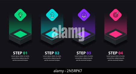 Infographic template with icons and 4 options or steps. Can be used for workflow layout, diagram, banner, webdesign. Vector illustration Stock Vector