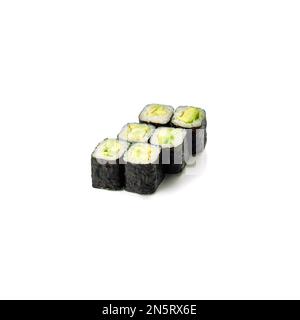 Set of 6 Mini Rolls with Avocado Filling on a White Background Isolated Stock Photo