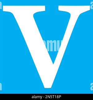 Blue and white vector graphic of a map symbol for a visitor centre. It consists of a white letter V on a blue background Stock Vector