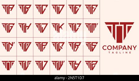 Set of modern triangle letter T logo design. Abstract TT T initial letter logo. Stock Vector