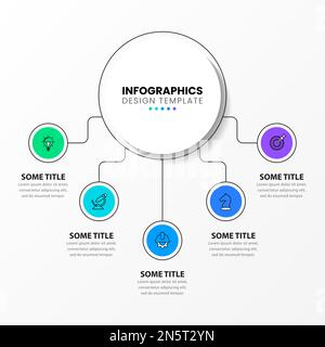 Colorful five progress steps template made from big arrow with ...