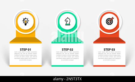 Infographic template with icons and 3 options or steps. Can be used for workflow layout, diagram, banner, webdesign. Vector illustration Stock Vector