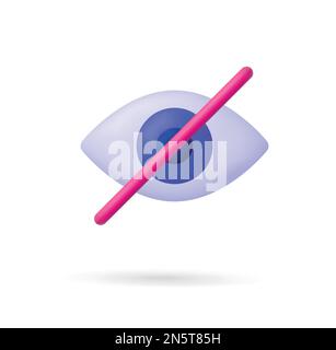 3D Hide icon. Invisibility concept. No view. Off. Unseen sign. Vector in 3d style. Eps 10 Stock Vector