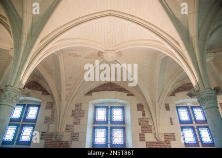 Amboise, France - Dec. 30 2022: Magnificent Vault decorated with french royal embleme in Amboise Castle in France Stock Photo