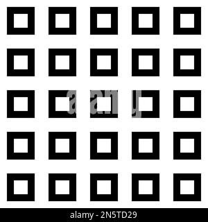 Black and white seamless vector graphic of a grid of five by five squares with a thick border Stock Vector