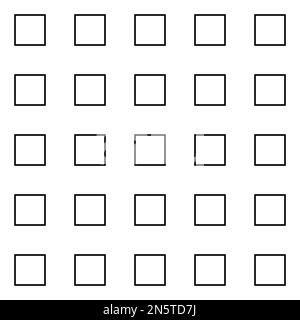 Black and white seamless vector graphic of a grid of five by five squares with a thin border Stock Vector