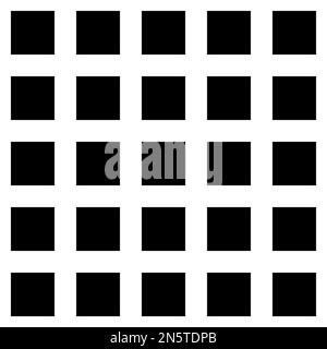 Black and white seamless vector graphic of a grid of five by five solid squares Stock Vector