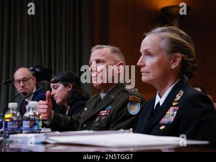 Washington, DC, United States. 09th Feb, 2023. Director for Operations (J3) Lt. Gen. Douglas Sims II testifys during the Senate Appropriations subcommittee oversight hearing on Chinese high altitude surveillance efforts against the U.S. at the Dirksen Senate Office Building on Capitol Hill February 9, 2023 in Washington, DC. Photo by Jemal Countess/UPI Credit: UPI/Alamy Live News Stock Photo