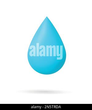 Blue water drop. Icon isolated on white background. Realistic 3d design. Vector illustration Eps 10 Stock Vector