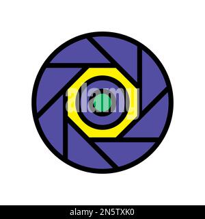 Aperture icon line isolated on white background. Black flat thin icon on modern outline style. Linear symbol and editable stroke. Simple and pixel per Stock Vector