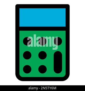 Calculator icon line isolated on white background. Black flat thin icon on modern outline style. Linear symbol and editable stroke. Simple and pixel p Stock Vector