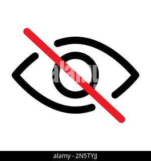 Eye off icon line isolated on white background. Black flat thin icon on modern outline style. Linear symbol and editable stroke. Simple and pixel perf Stock Vector