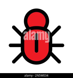 Bug icon line isolated on white background. Black flat thin icon on modern outline style. Linear symbol and editable stroke. Simple and pixel perfect Stock Vector