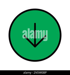 Arrow down circle icon line isolated on white background. Black flat thin icon on modern outline style. Linear symbol and editable stroke. Simple and Stock Vector