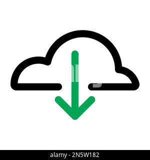 Cloud download icon line isolated on white background. Black flat thin icon on modern outline style. Linear symbol and editable stroke. Simple and pix Stock Vector