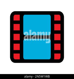 Film icon line isolated on white background. Black flat thin icon on modern outline style. Linear symbol and editable stroke. Simple and pixel perfect Stock Vector