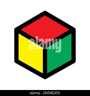 Cube icon line isolated on white background. Black flat thin icon on modern outline style. Linear symbol and editable stroke. Simple and pixel perfect Stock Vector