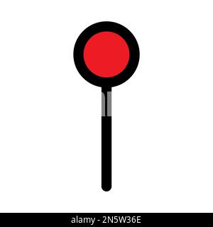 Pin icon line isolated on white background. Black flat thin icon on modern outline style. Linear symbol and editable stroke. Simple and pixel perfect Stock Vector