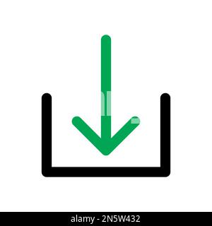 Download icon line isolated on white background. Black flat thin icon on modern outline style. Linear symbol and editable stroke. Simple and pixel per Stock Vector