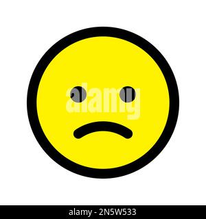 Sad face icon line isolated on white background. Black flat thin icon on modern outline style. Linear symbol and editable stroke. Simple and pixel per Stock Vector