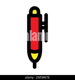 Pen icon line isolated on white background. Black flat thin icon on modern outline style. Linear symbol and editable stroke. Simple and pixel perfect Stock Vector