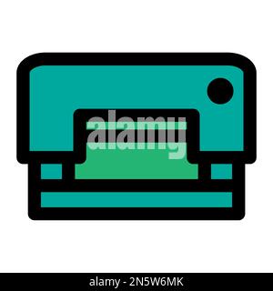 Printer icon line isolated on white background. Black flat thin icon on modern outline style. Linear symbol and editable stroke. Simple and pixel perf Stock Vector