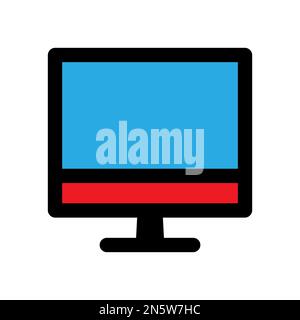 Computer monitor icon line isolated on white background. Black flat thin icon on modern outline style. Linear symbol and editable stroke. Simple and p Stock Vector