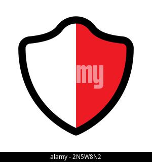 Shield half icon line isolated on white background. Black flat thin icon on modern outline style. Linear symbol and editable stroke. Simple and pixel Stock Vector