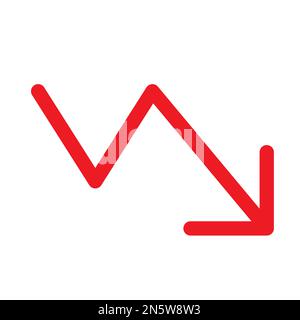 Trend down arrow icon line isolated on white background. Black flat thin icon on modern outline style. Linear symbol and editable stroke. Simple and p Stock Vector
