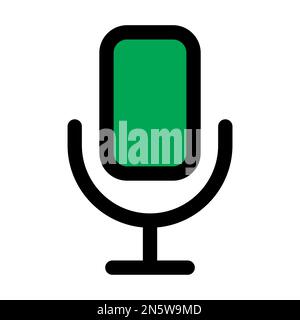 Mic icon line isolated on white background. Black flat thin icon on modern outline style. Linear symbol and editable stroke. Simple and pixel perfect Stock Vector
