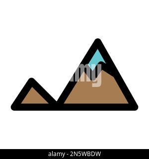 Mountain icon line isolated on white background. Black flat thin icon on modern outline style. Linear symbol and editable stroke. Simple and pixel per Stock Vector