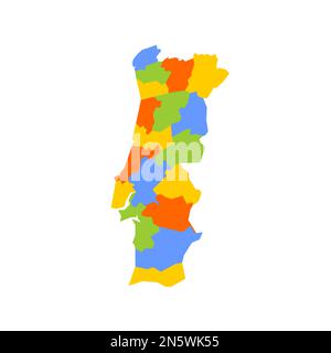 Districts of Portugal. Map of Regional Country Administrative Divisions  Ilustração do Vetor - Ilustração de simplificado, cartografia: 146003119