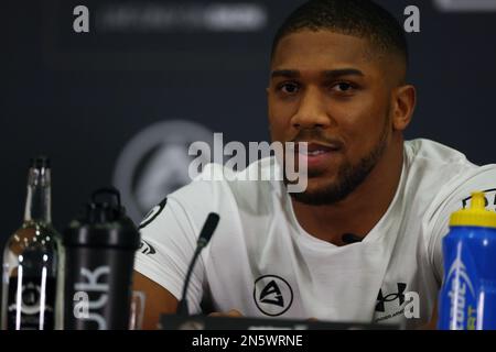 9th February 2023, Hilton London Syon Park, London, England; 2023 Anthony Joshua versus Jermaine Franklin Press Conference; Anthony Joshua during the press conference Stock Photo