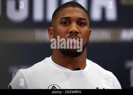 9th February 2023, Hilton London Syon Park, London, England; 2023 Anthony Joshua versus Jermaine Franklin Press Conference; Anthony Joshua during the press conference Stock Photo