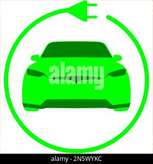 Green and white vector graphic of an electric vehicle charging point sign Stock Vector