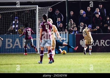 London, UK. 09th Feb, 2023. Dagenham, England, October 23rd 2022: Sam Kerr (20 Chelsea) scores Chelsea 4th goal during the Womens Continental League Cup Semi Final game between West Ham United v Chelsea at Dagenham and Redbridge's Chigwell Construction Stadium.England. (K Hodgson/SPP) Credit: SPP Sport Press Photo. /Alamy Live News Stock Photo