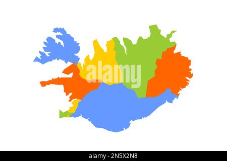 Vector blank map of Iceland with regions and administrative divisions ...