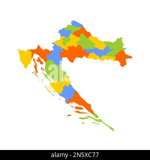 Croatia political map of administrative divisions - counties. Blank colorful vector map. Stock Vector