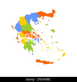 Greece political map of administrative divisions - decentralized administrations and autonomous monastic state of Mount Athos. Blank colorful vector map. Stock Vector