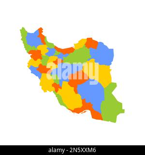 Iran political map of administrative divisions - provinces. Blank colorful vector map. Stock Vector