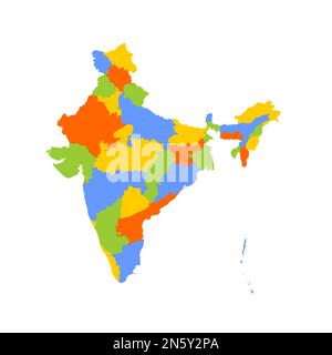 Blank colorful political map of India. Administrative divisions ...