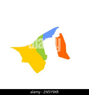 Brunei political map of administrative divisions - districts. Blank colorful vector map. Stock Vector