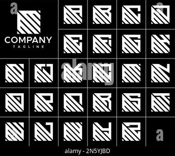 Bundle of abstract square M letter logo design vector. Simple MM M logo vector. Stock Vector