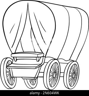 Cowboy Covered Wagon Coloring Page Illustration Stock Vector Image ...