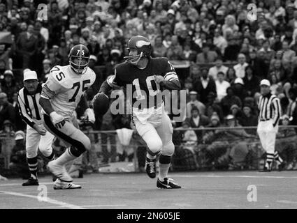 Pittsburgh Steelers' tackle Mean Joe Greene encourages his teammates  during the Super Bowl game against the Minnesota Vikings in Tulane Stadium  in New Orleans, Jan. 13, 1975. The Steelers won, 16-6. (AP