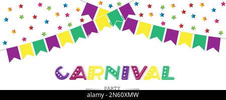 A multicolored carnival decoration on a white background with copy space Stock Vector