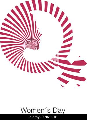 International women´  s day ilustration with a woman head profile in a female gender sign on a white background Stock Vector